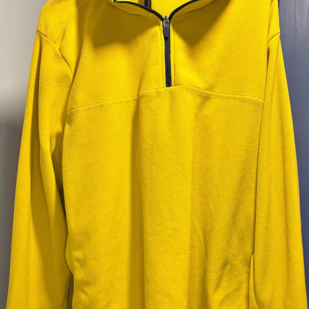 Lands' End Men Bright Yellow Fleece Pullover